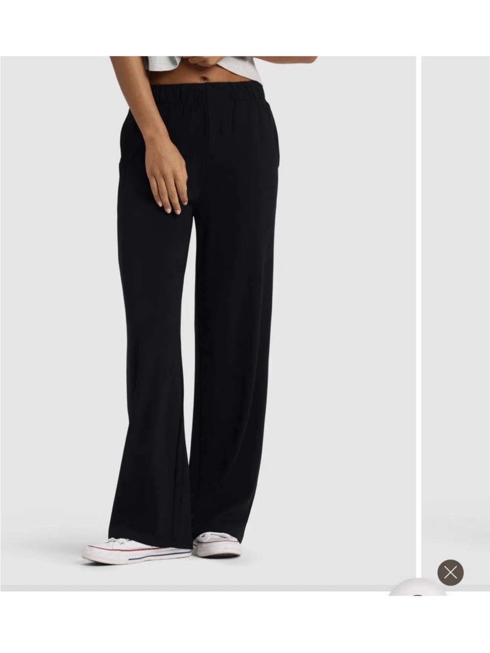COZY EARTH Brushed Bamboo Wide Leg Pants Pull On Pockets Lounge Black SMALL